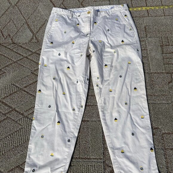 Talboots Pants Women's 12 White Straight Capri Cut Ivory The Girlfriend Chino - Picture 1 of 14